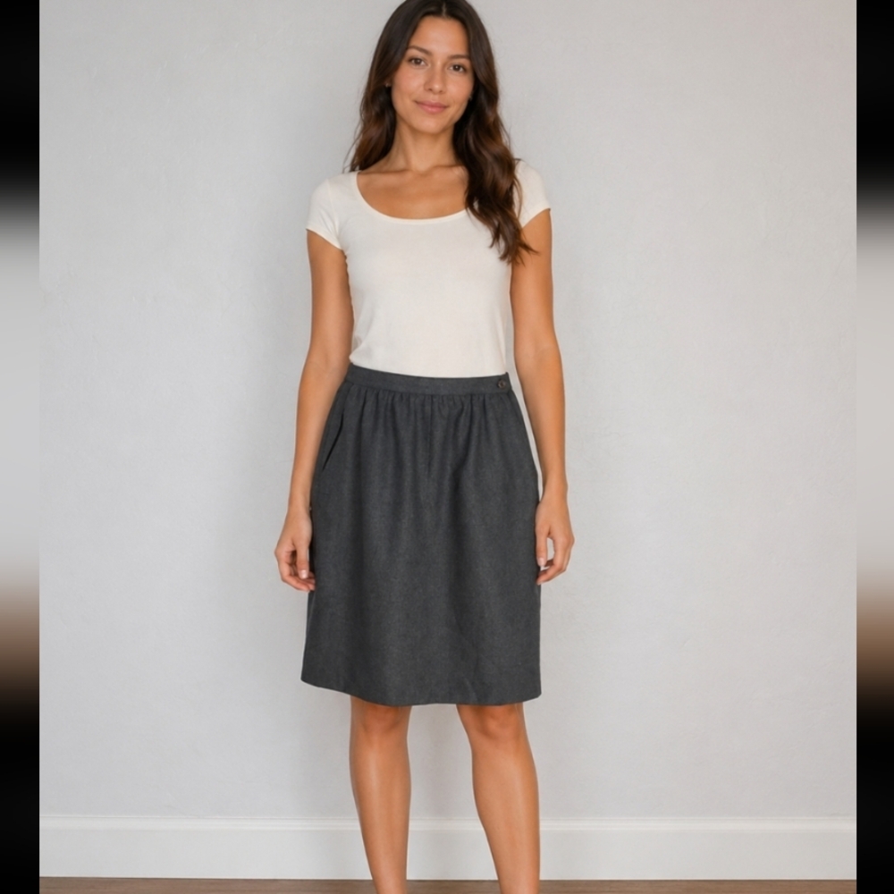Vintage Haberdasbery Petite XS Gray Skirt w Pockets